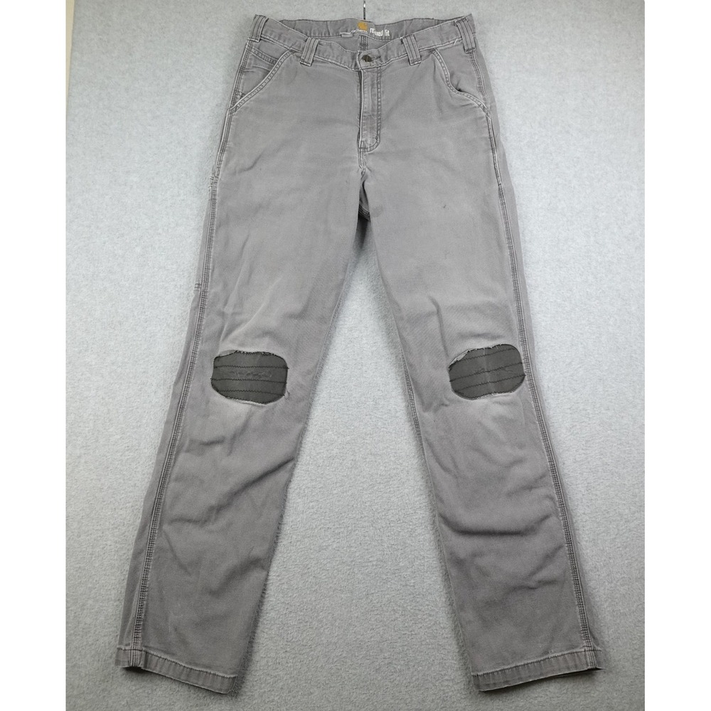 Carhartt Relaxed Fit Carpenter Pants Mens 34x34 Gray Patched Knee Distressed